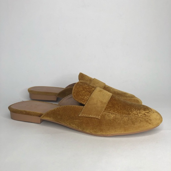 yellow velvet mules